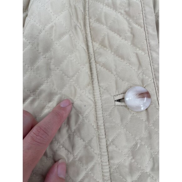 Talbots Quilted Beige Longline Jacket Womens Medium Lightweight Coat Minimalist - Picture 10 of 11